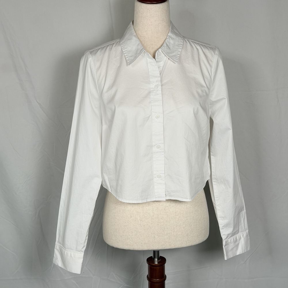Women's Express Cropped Editor Shirt. Size Small Cotton Academia